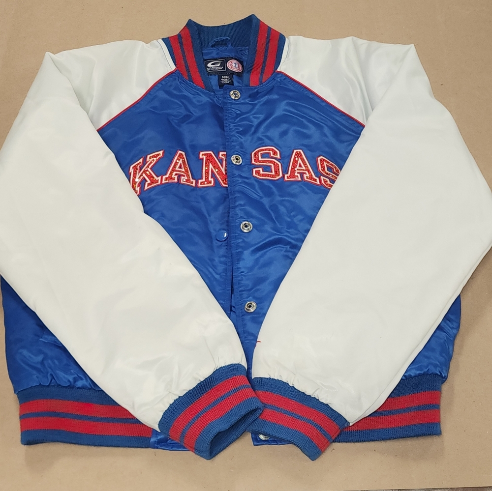 Kansas Blue and White Varsity Jacket Womens Jayhawks Football